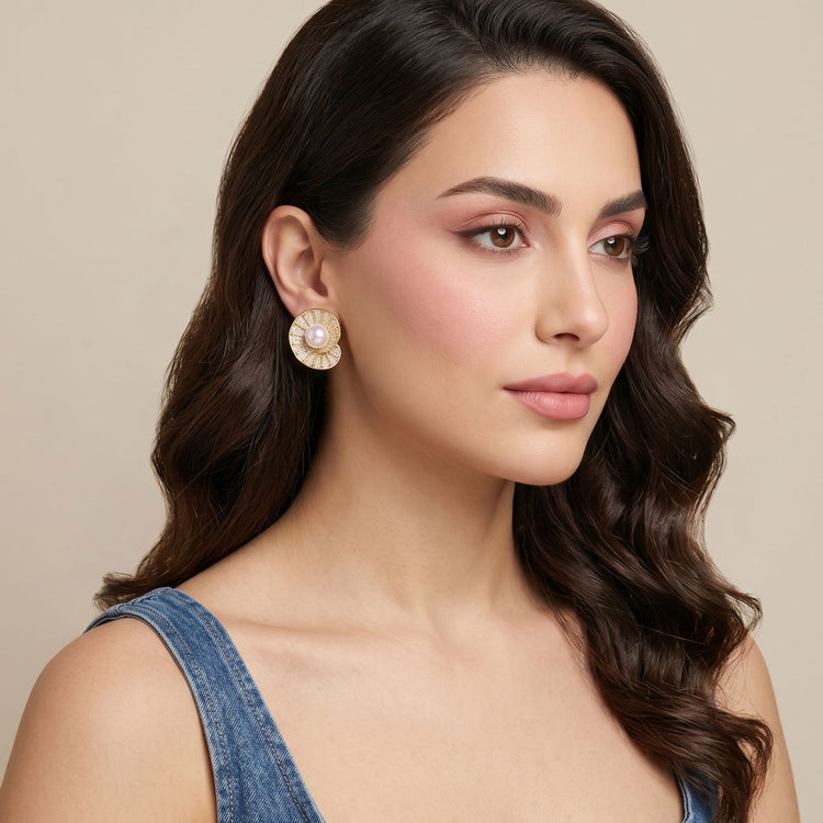 Gilded Galaxy Pearl Studs