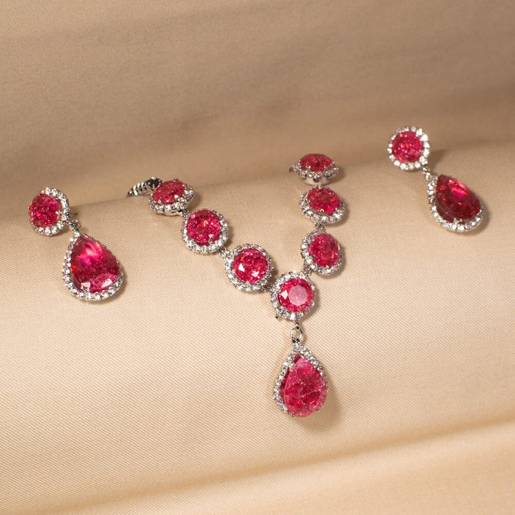 Glamour Drop Necklace Set-Glitterati Collection