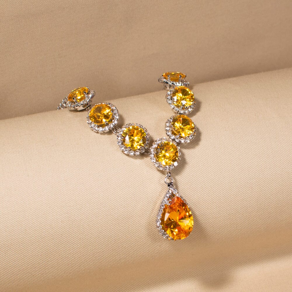 Glamour Drop Necklace Set-Yellow-Glitterati Collection