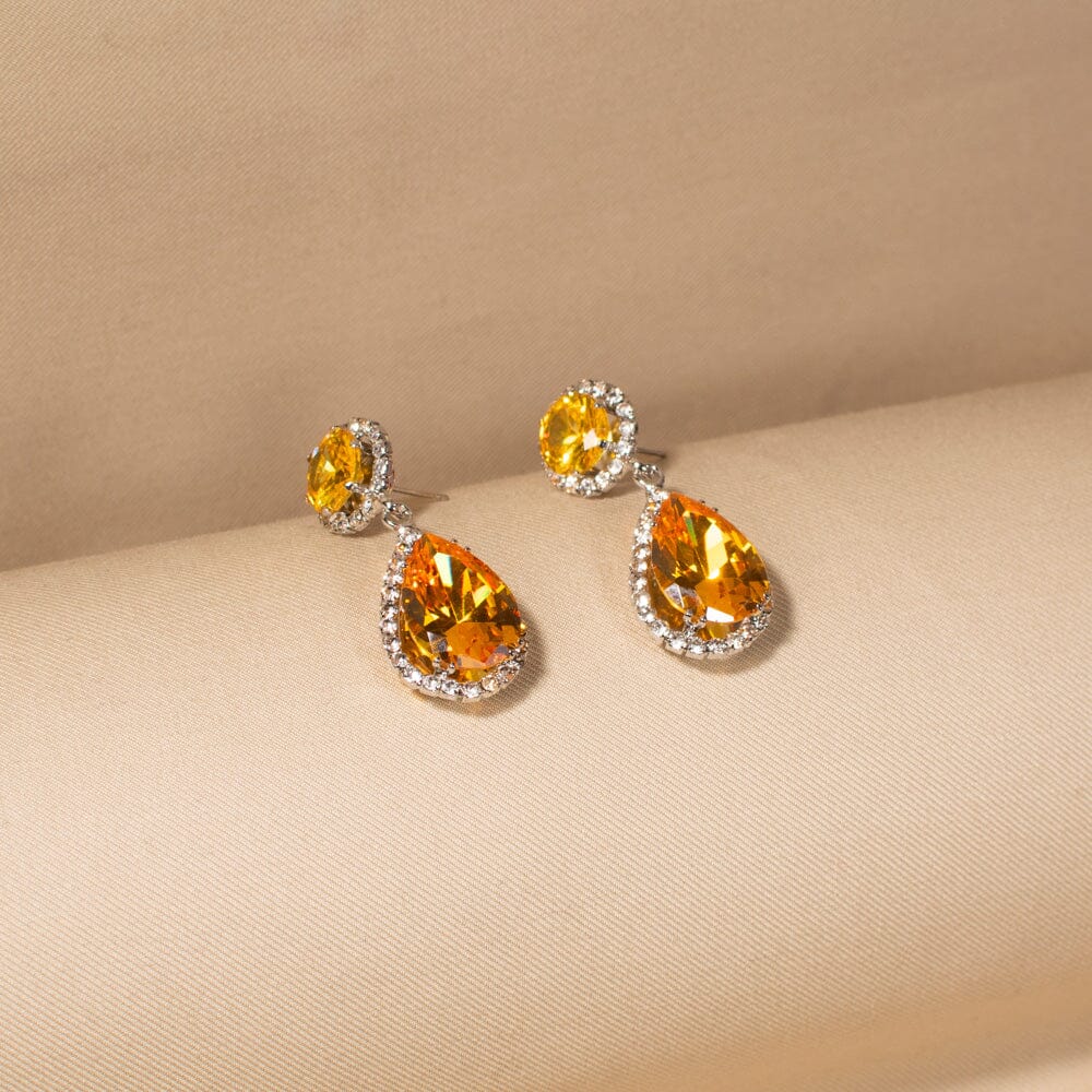 Glamour Drop Necklace Set-Yellow-Glitterati Collection