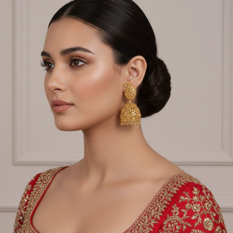 Golden Darbar Gold Replica Jhumkas - Alankar Collection
