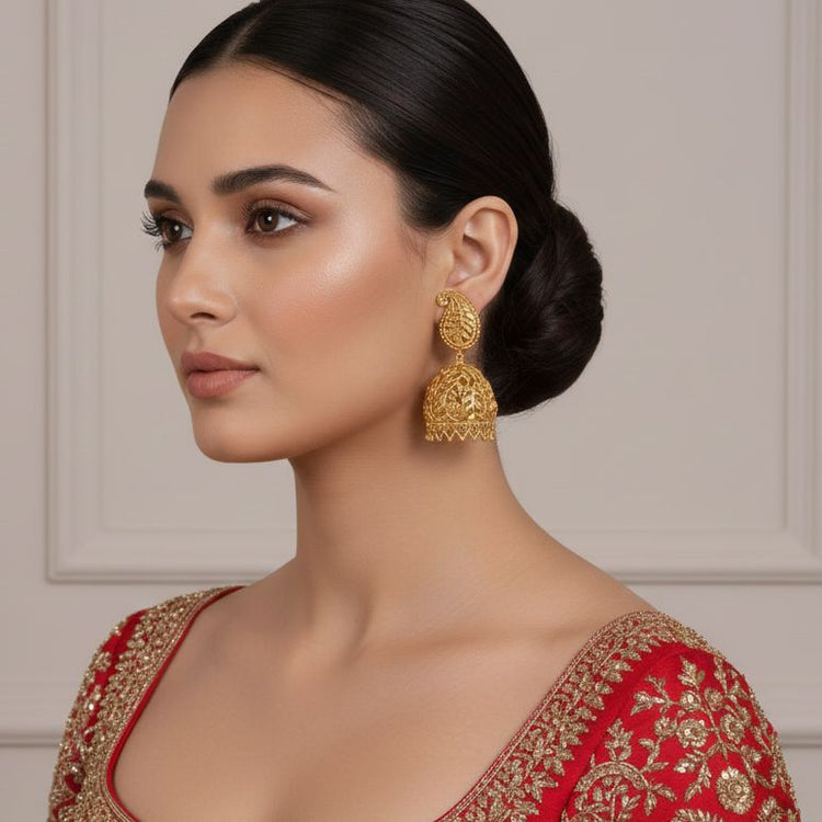 Golden Darbar Gold Replica Jhumkas - Alankar Collection