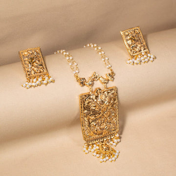 Golden Empress Courtyard Necklace Set - Alankar Collection