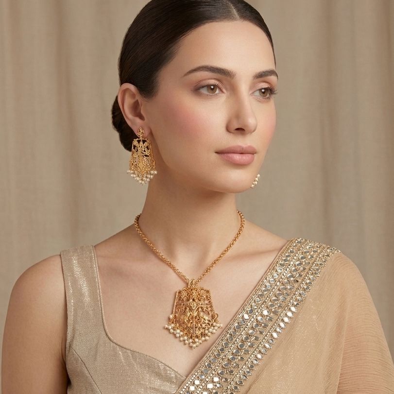 Golden Heritage Necklace Set - Alankar Collection
