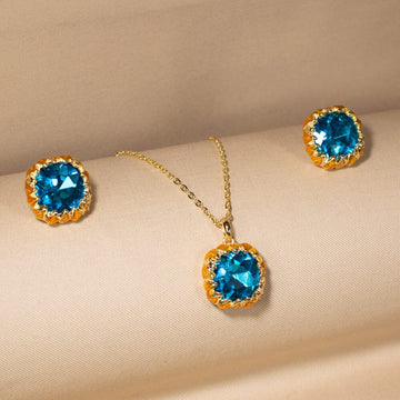 Golden Majesty Pendant Set - Blue
