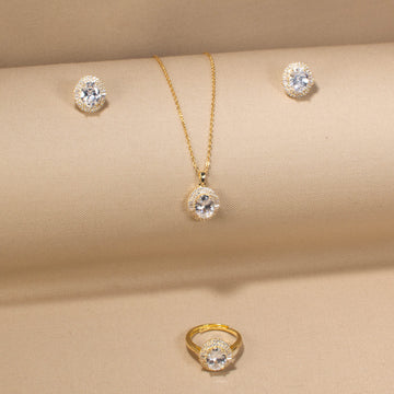 Golden Solitaire Dream Set with Ring