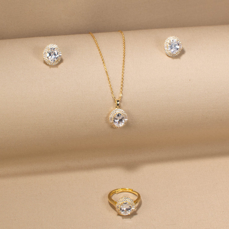Golden Solitaire Dream Set with Ring