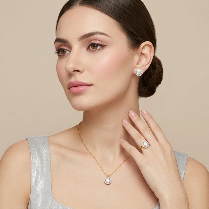 Golden Solitaire Dream Set with Ring