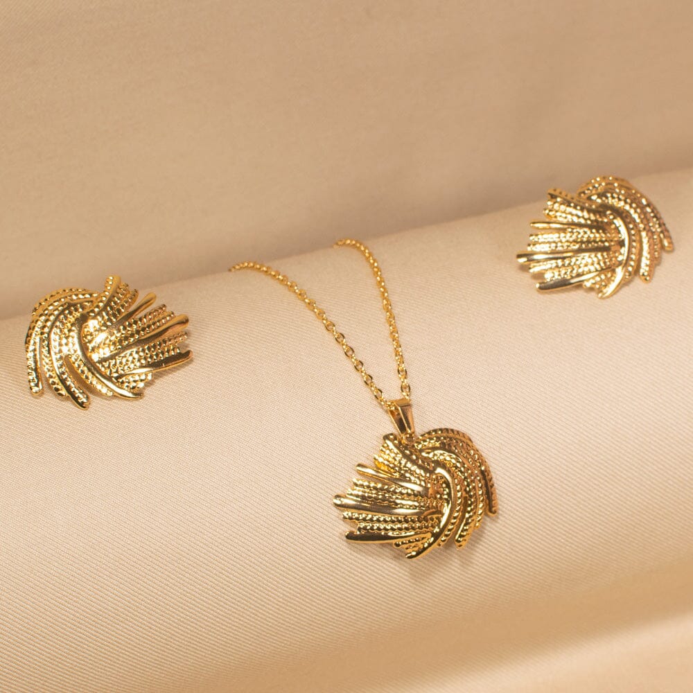 Golden Swirl Pendant Set -Edgy Collection