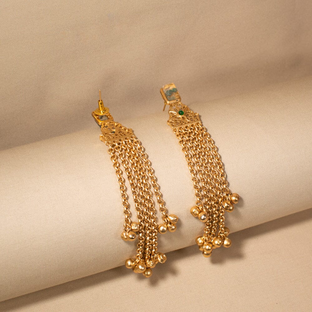 Golden Tassel Cascade Earrings
