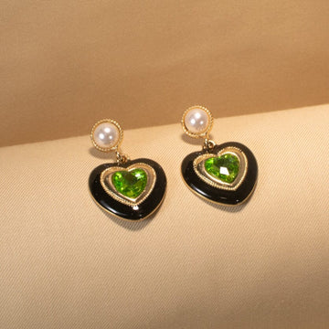 Green Heart Earrings