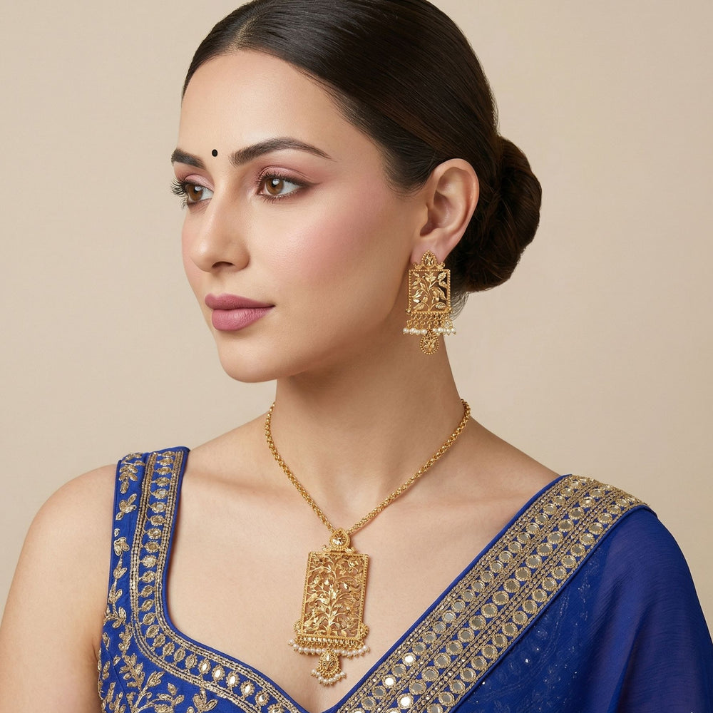 Gulmohar Filigree Necklace Set