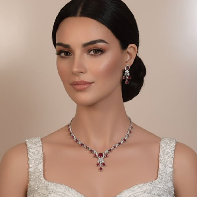Helene Necklace Set - Ruby