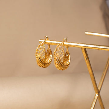 Honeycombed Gold Earrings - Alankar Collection