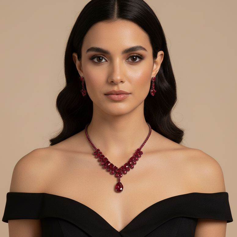 Imperial Berry Necklace Set-Glitterati Collection