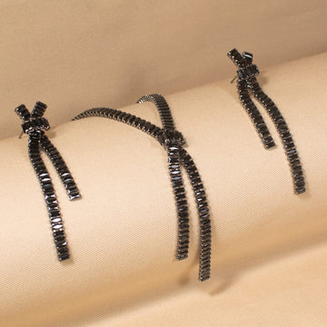 Isla Statement Necklace Set-Black-Glitterati Collection