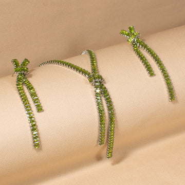 Isla Statement Necklace Set-Green-Glitterati Collection