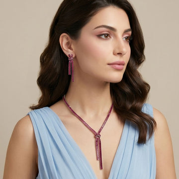 Isla Statement Necklace Set-Pink-Glitterati Collection