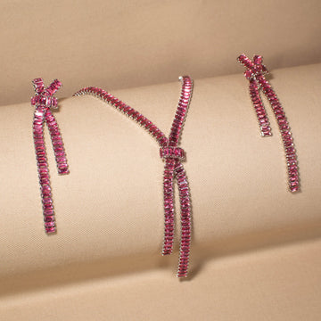 Isla Statement Necklace Set-Pink-Glitterati Collection