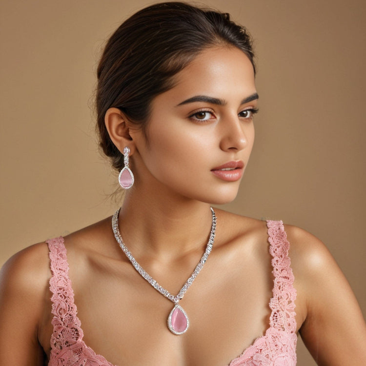 Jenisha Necklace Set -  Pink