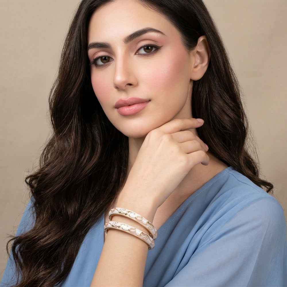 Juliana Openable Bangles-White-Pack of 2