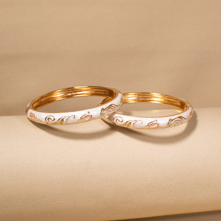 Juliana Openable Bangles-White-Pack of 2