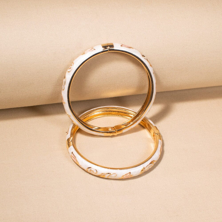Juliana Openable Bangles-White-Pack of 2