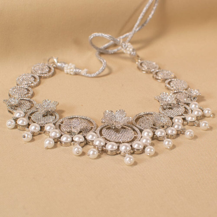 Ketaki Premium Necklace Set - White