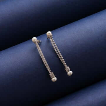 Kiaa Crystal and Pearl Long Earrings - Blingvine Jewellery
