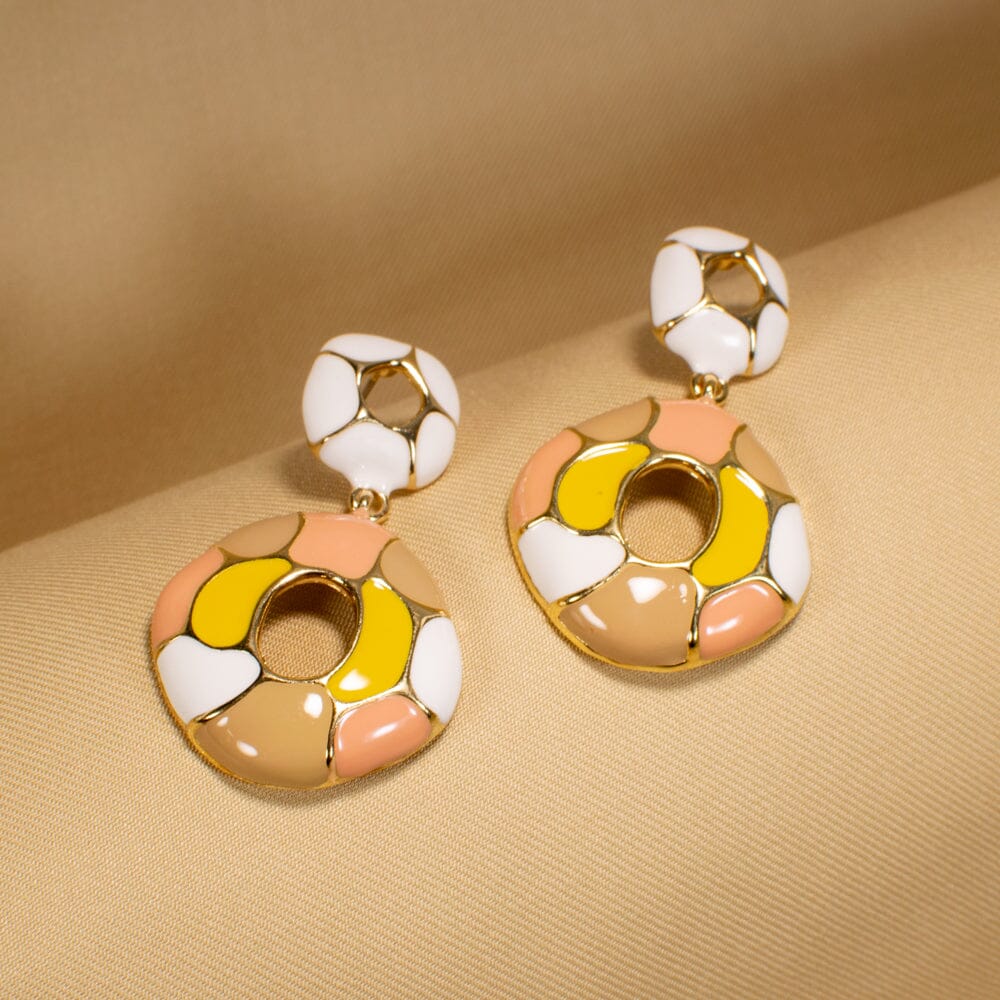 Kimaya Enamel Danglers - Yellow