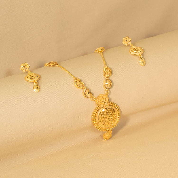 Kimaya Semi Long Gold Replica Necklace Set - Alankar Collection
