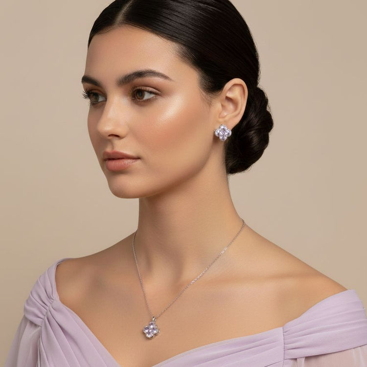 Lavender Clover Pendant Set