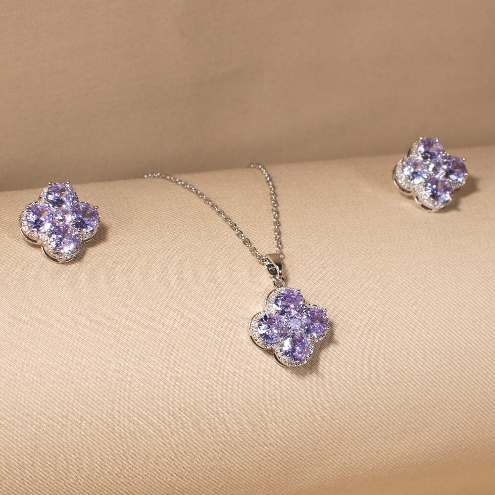 Lavender Clover Pendant Set