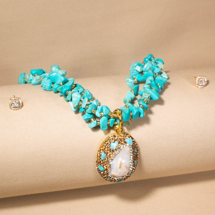 Lavinia Charm Necklace Set - Blue