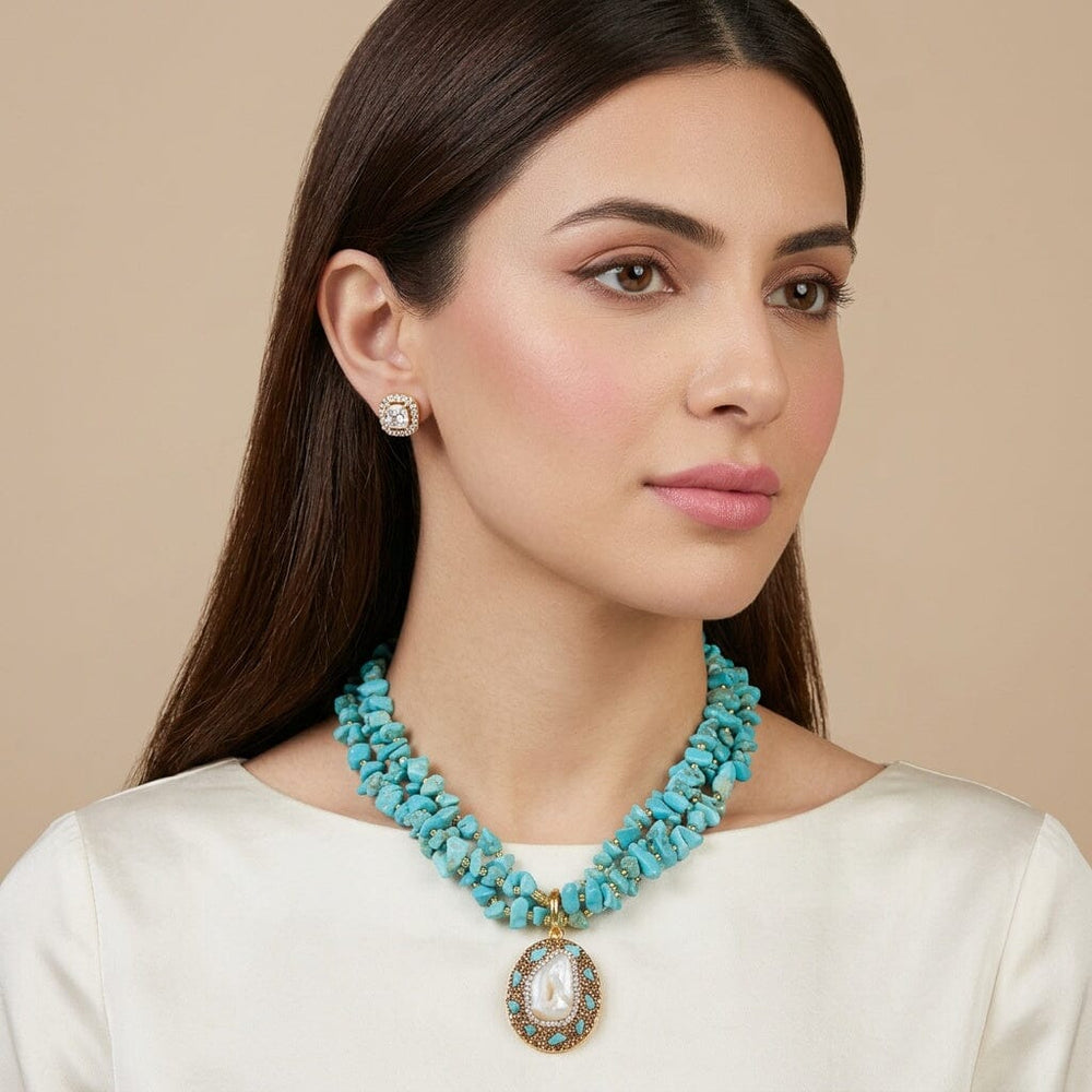 Lavinia Charm Necklace Set - Blue