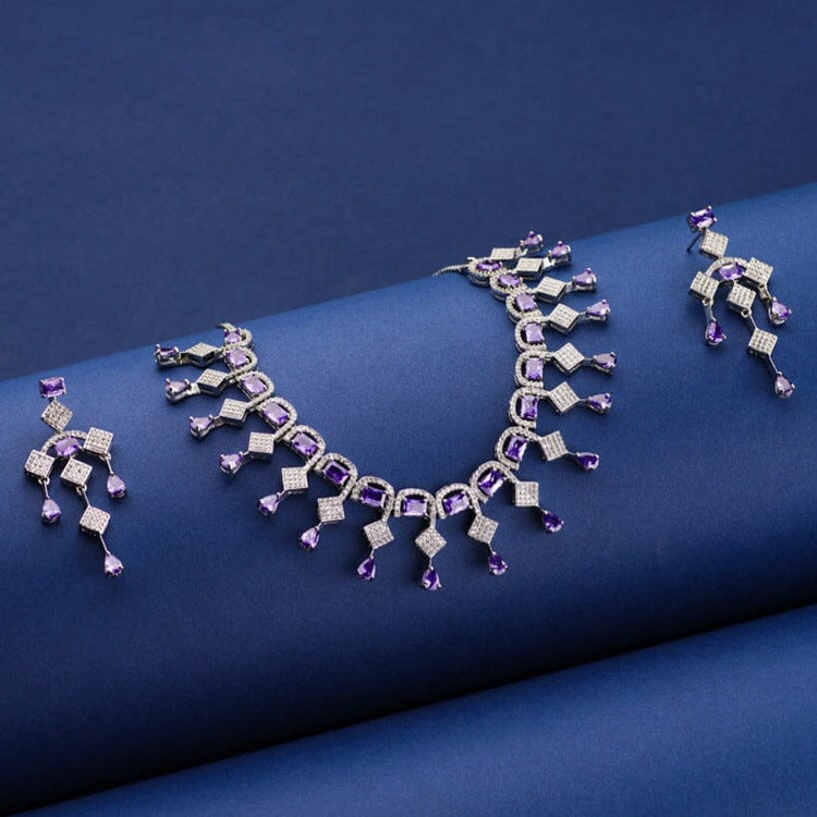 Women Jewelry Sets 925 Silver Wedding Jewelry Ladies Bridal Purple Zircon  Earrings Stone Bracelets Rings Pendant Necklace Set - AliExpress