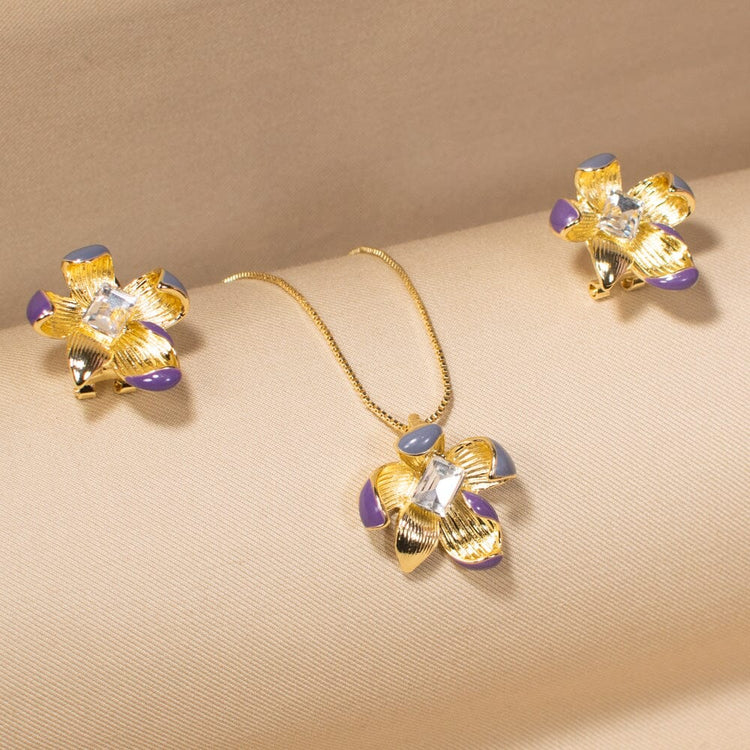 Lilac Lustre Pendant Set - Edgy Collection