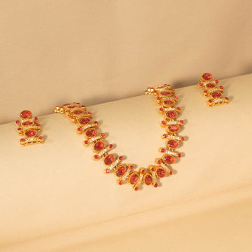 Lunara Necklace Set - Red - Glitterati Collection