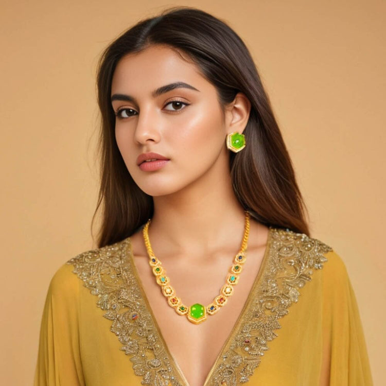 Lunaria Luxe Necklace Set - Green - Glitterati Collection
