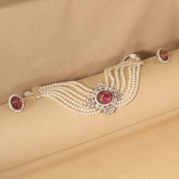 Maani Pearl Choker - Pink - Pratha Collection