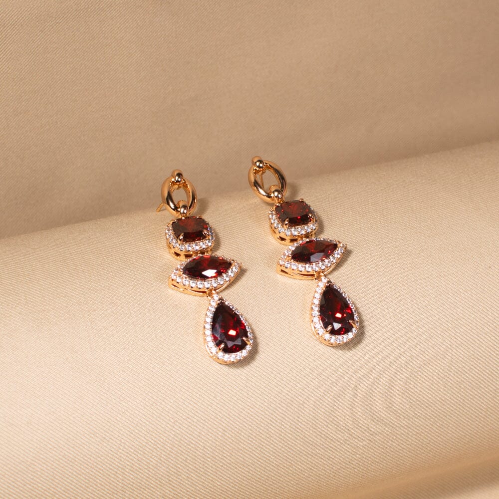 Majestic Hue Earrings - Ruby Red