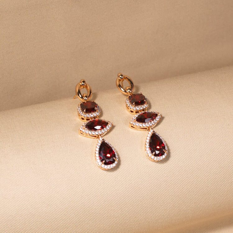 Majestic Hue Earrings - Ruby Red