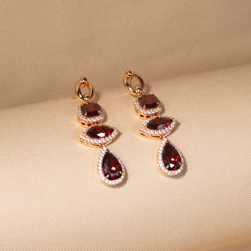 Majestic Hue Earrings - Ruby Red