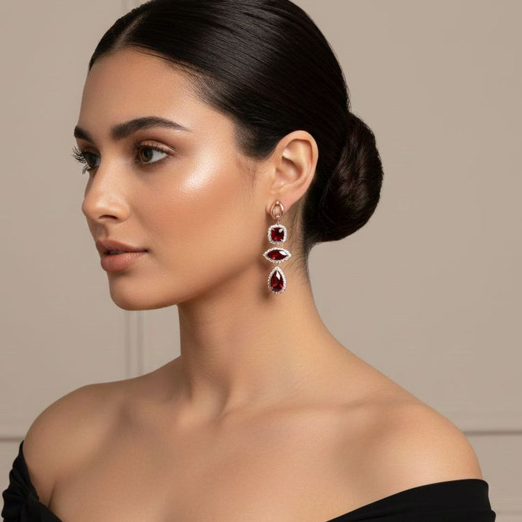 Majestic Hue Earrings - Ruby Red