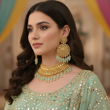 Margot Necklace Set-Mint-Sparsh Collection
