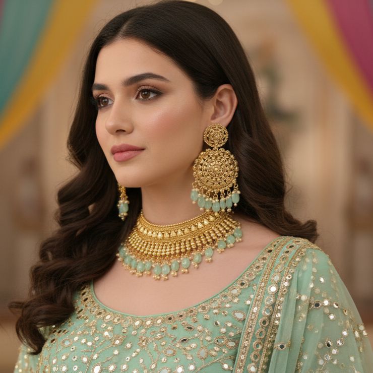 Margot Necklace Set-Mint-Sparsh Collection