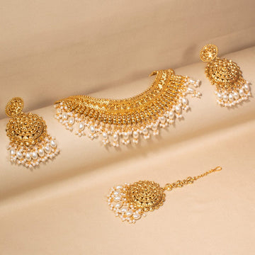 Margot Necklace Set-White-Sparsh Collection