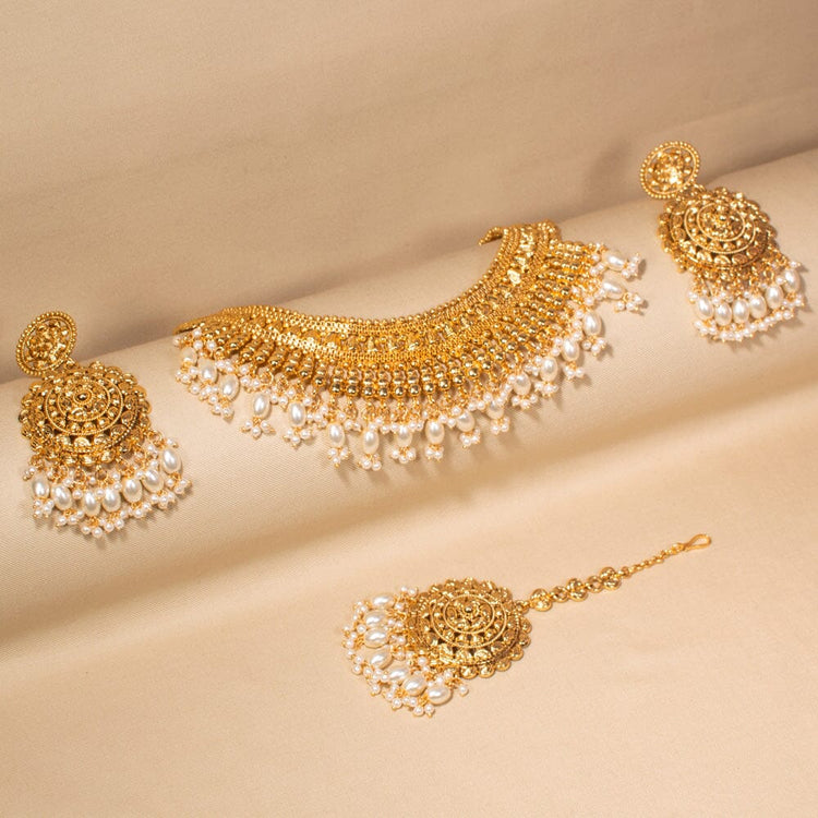 Margot Necklace Set-White-Sparsh Collection