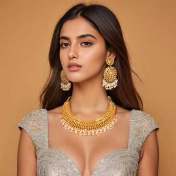 Margot Necklace Set-White-Sparsh Collection