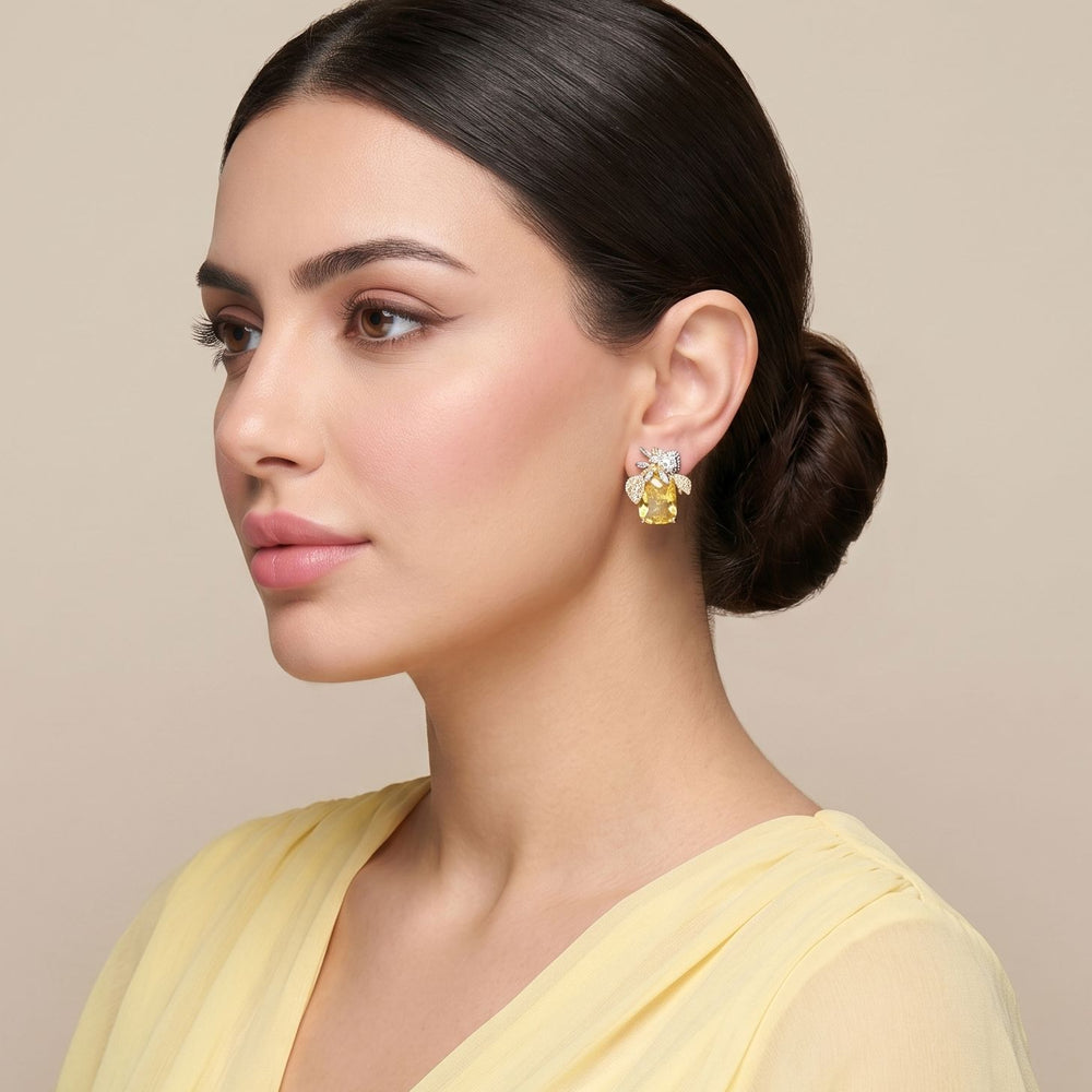 Marsha Studs-Yellow-Glitterati Collection